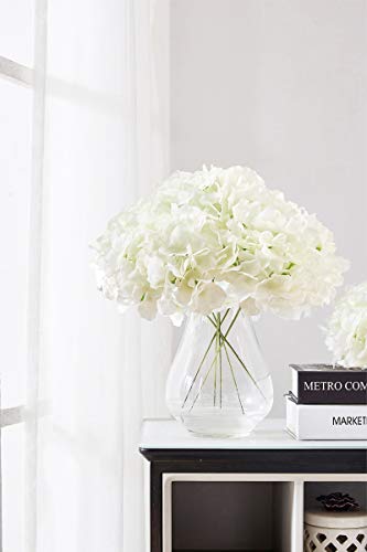 Hydrangea Silk Flower White 10 Heads Artificial Hydrangea Silk Flowers Head for Wedding Centerpieces Bouquets DIY Floral Decor Home Decoration with Long Stems - White - color: 10pcs Ivory, size: Large