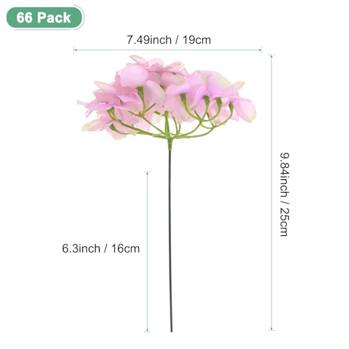 M METERXITY 66-Pack Silk Hydrangea Flowers, Artificial Flowers Heads with 66pcs Stems, Full Hydrangea Flowers for Home Decor/Wedding/Christmas/DIY/Party/Garden [Pink with Yellow Border] - color: Pink With Yellow Border