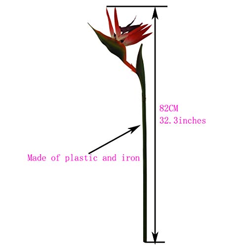 Calcifer 32'' Real Touch Bird of Paradise Artificial Flowers Bouquet for Home Garden Decoration/Wedding Party Decor (Package Quantity: 5 Stems Red) - color: Package Quantity: 5 Stems Red