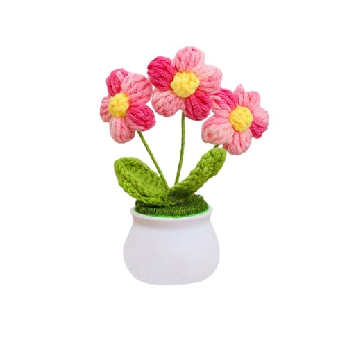 Crochet Flowers Cute Flower for Women,Knitting Flowers Gift for Friends,Mother, Coworkers, Valentines,Graduation, Christmas,Office Desk & Home Decoration(Pink) - color: Pink