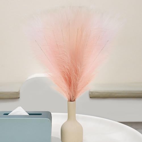 6 PCS Faux Pampas Grass Arrangement - 18"/45cm Artificial Fluffy Pompous Grass Stems for Boho Chic Home and Wedding Decor (Light Pink) - color: D3- Light Pink