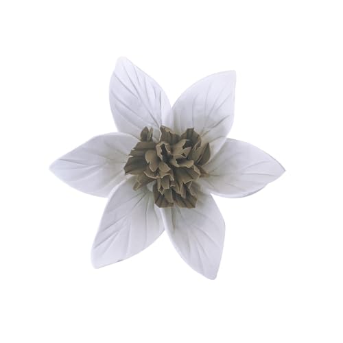 Ceramic Flower Wall Art, Artificial Flower Wall Sculpture，Handcrafted 3D Hanging Porcelain Flowers ,3D Wall Hanging Decor ,Porcelain Flower Wall Décor for Home，Hallway，Kitchen，Office (White Brown，Orange Blossom, 2.76") - color: White Brown，Orange Blossom,