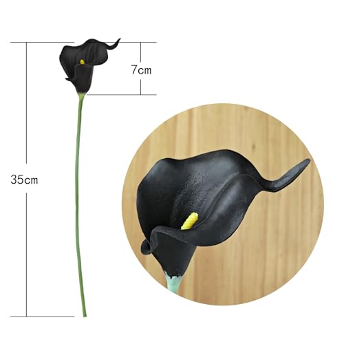 Letjolt Black Calla Lily Artificial Flowers 20 Pieces Bouquet | Wedding Bouquet, Bride Shower Gift, Home Decoration, Faux Calla Lilies - color: Black