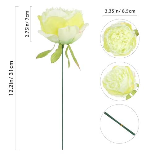 16pcs Peony Artificial Flowers Green Fake Peonies Bulks Silk Peonies Flowers Faux Peony Flowers Heads with Stems for Home DIY Wedding Party Festival Baby Shower Decorations (Green) - color: Green