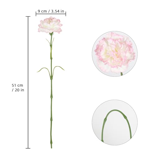 IPOPU Artificial Carnations,6PCS Real Touch Gradient Pink Artificial Flowers 20'' Long Stem Fake Carnations for Tall Vase Home Wedding Party Table Centerpieces Decor (Gradient Pink) - color: Gradient Pink