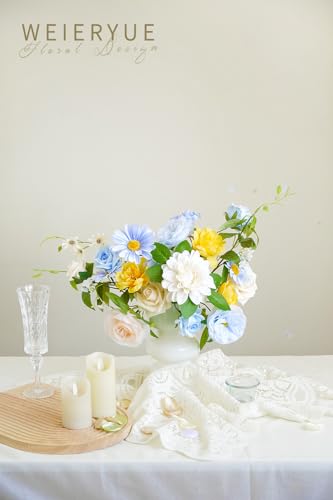 Blue Artificial Flowers Combo Box Wedding Decor,Fake Flowers,Flowers for Decoration,Silk Flowers for Home Decor Indoor,Cake Flowers,Faux Flowers for Crafts - color: Fresh Blue