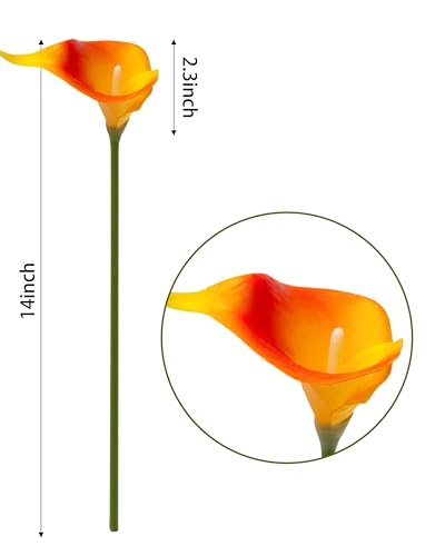 DuHouse 20Pcs Artificial Calla Lily Flower Real Touch Latex Flowers for DIY Wedding Bouquet Party Home Decor (Sunset) - color: Sunset, size: 20pcs