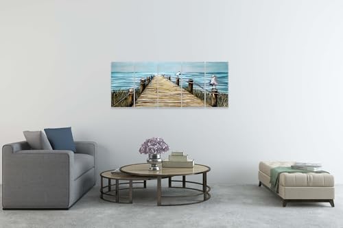 YHSKY ARTS Beach Metal Wall Art - Handcrafted Rustic Bridge Sculpture Set for Home Decor - color: Beach Art, size: 64x24IN