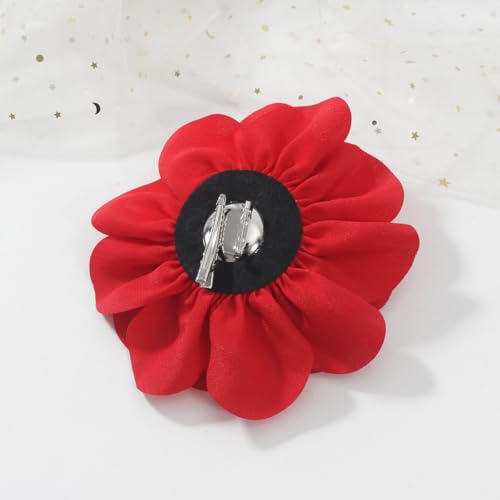 6.3 Inches Red Rose Hair Clip Large Flower Brooches for Women | Elegant Red Flower Rose Brooch Pins for Women Fashion | Charming Floral Lapel Pins & Flowers Brooch Pin Must Have in Dress Accessories - color: Red