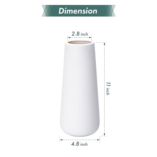 D'vine Dev 11 Inch Ceramic Flower Vase Textured Finishing, Minimalist Design for Kitchen, Bedroom, Living Room, Centerpieces, Office, Speckled Porcelain, VS-XH-G-2 - color: Speckled Porcelain, size: 11 Inch