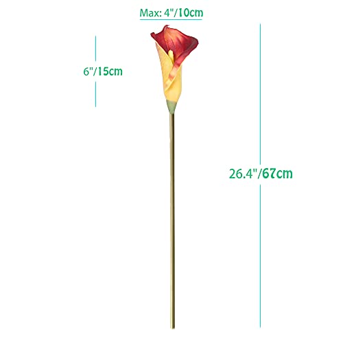 10pcs Calla Lilies Artificial Flower,26'' Long Stem Artificial Calla Lily Flowers,Realistic Arum Lilies for Wedding Bridal Bouquet Home Decor Centerpiece,Dark Red - color: Dark Red