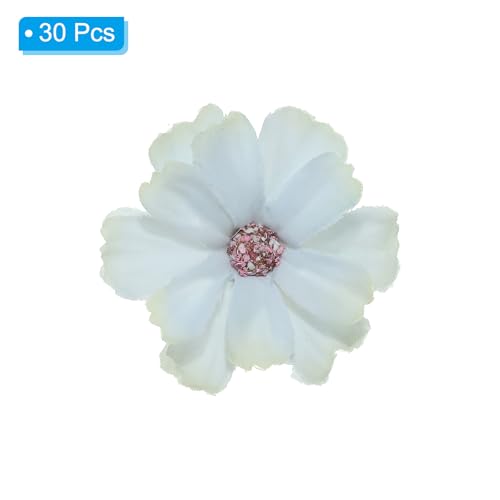 PATIKIL Fake Flower Heads for Crafts, 30 Pcs Faux Flower Bulk Mini Artificial Silk Flowers Embellishments Cherry Blossom for Wreath Wedding Party Decoration, Light Blue - color: Light Blue