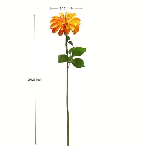Artificial Chrysanthemums, Daisy Silk Flowers 6 Stems, Aster & Zinnia-Like Large Blooms in Gradient Colors, 24.8" Long Faux Marguerite for Indoor Outdoor Home Decor(Orange) - color: Orange