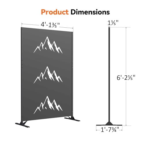 Modern Shade 4x6 FT Metal Privacy Screen with Artistic Modular Designs Decorative Patio Privacy Fence & Garden Divider, Freestanding Outdoor Metal Fence Panel, Weather-Resistant (Summit Horizon) - size: 1 Panel (Summit Horizon)