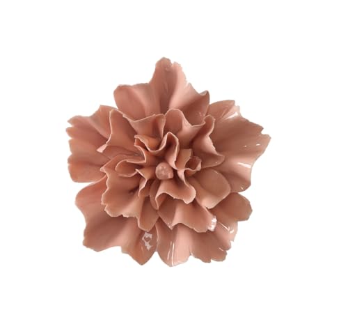 Ceramic Flower Wall Art, Artificial Flower Wall Sculpture，Handcrafted 3D Hanging Porcelain Flowers ,3D Wall Hanging Decor ,Porcelain Flower Wall Décor for Home，Hallway，Kitchen，Office (Orange,Carnation, 2.76") - color: Orange,Carnation, size: 2.76"