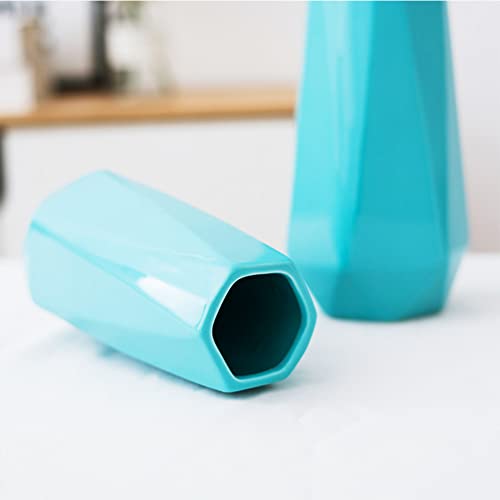 Ceramic Vase, 7.4 Inch for Pampas Calla Lily Tulip, Flower Vase Minimalism Style for Modern Table Shelf Home Decor, Fit for Housewarming, Weddings, Birthday, Christmas, Thanksgiving, New Year (Blue) - color: Blue
