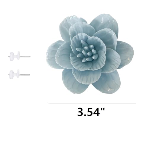 Ceramic Flower Wall Art, Artificial Flower Wall Sculpture，Handcrafted 3D Hanging Porcelain Flowers ,3D Wall Hanging Decor ,Porcelain Flower Wall Décor for Home，Hallway，Kitchen，Office (Blue,Cherry Blossoms, 3.54") - color: Blue,Cherry Blossoms, size: 3.54"
