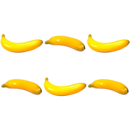 Vasefill 6-Pack Artificial Banana Yellow Plastic Bananas Fruit Six Pieces Fake - color: Banana