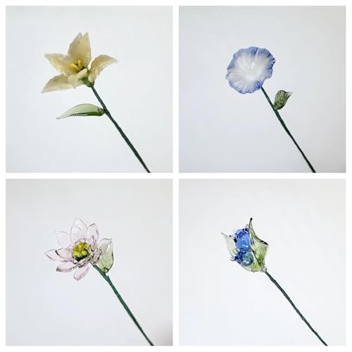 Handmade Glass Birth Month Flower, Bendable Wire Stem, French Pastoral Desktop Decor, Birthday Gift for Mom Women, Home Office Vase (May – Lily of the Valley (Handmade Glass Birth Month Flower))