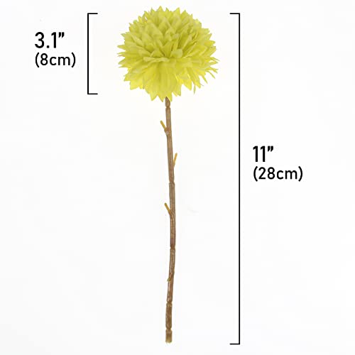 Tinsow 12 Pcs Artificial Flowers Faux Ball Chrysanthemum Bouquet Flowers Bridal Wedding Bouquet for Home Garden Party Wedding Decoration (12, Lemon Yellow) - color: Lemon Yellow