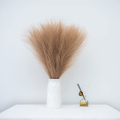 Faux Pampas Grass, 18"/45cm Artificial Pampas Grass Fluffy 6 Stem pompous Grass Flower Arrangement for Boho Home Wedding Decoration (Taupe) - color: Taupe