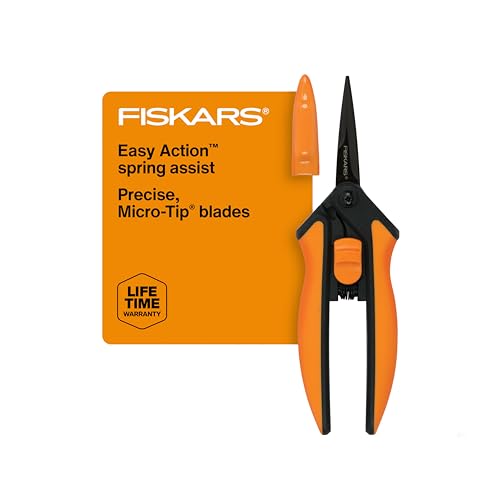 Fiskars 6" Pruning Scissors for Flowers, Buds, Weeds and Small Plants, Garden Snips with Resin Resistant Nonstick Stainless Steel Blades, Gardening Trimmers with Comfortable Handle - style: Non-Stick Snips