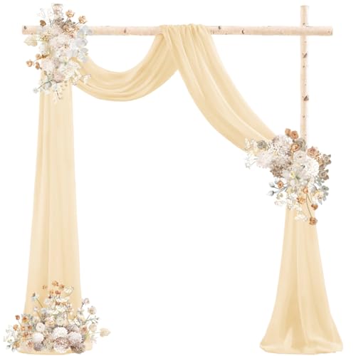 DeZerlor Wedding Arch Draping Fabric 29" x 20 FT Drapes for Backdrop Sheer Curtains for Romantic Bridal Baby Shower Decorations Ceremony Birthday Party Outdoor Events, Champagne - color: Champagne