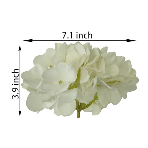 7.1''Ivory Hydrangea Artificial Flowers,10Pcs Artificial Silk Hydrangea Heads,81 Petals Faux Hydrangea Flowers Heads with Stems for Home Wedding Baby Shower Decor(Ivory) - color: Ivory