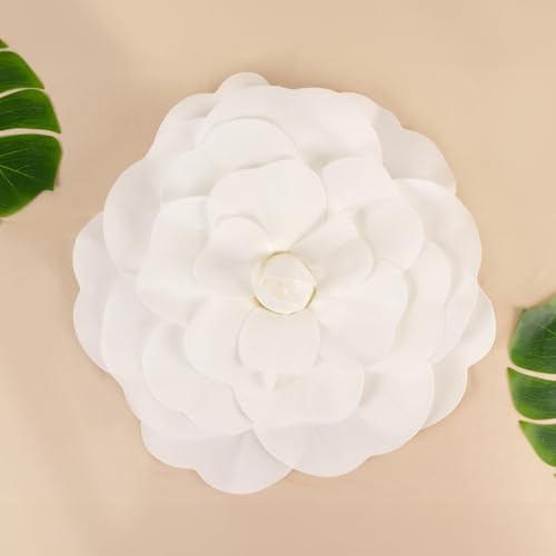 Efavormart Huge 3D Foam Roses for Wedding Decor - 2 Pack 20” White Real Feel Artificial Flowers, Large Party Backdrop - color: White, size: 20 Inch (2 Pack)