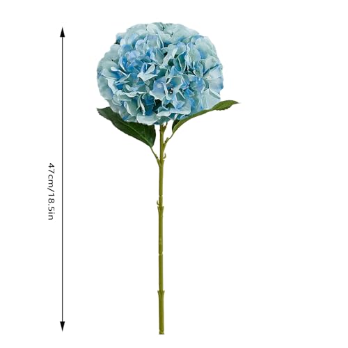 8Pcs Blue Fake Flowers Silk Hydrangea Artificial Flowers Bouquets Faux Hydrangea Stems for Home Table Centerpieces Wedding Party Decoration - color: Blue
