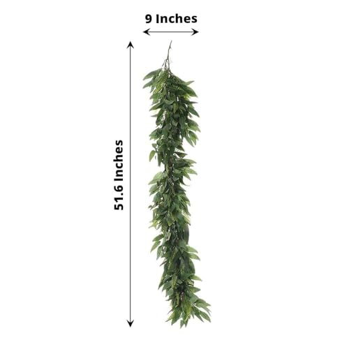 Efavormart 4ft Real Touch Artificial Willow and Frond Leaf Garland, Flexible Faux Greenery Vine for Intimate Wedding Events, Mantels and Home Table Decoration - color: Type10
