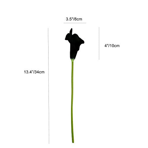 ONLY ART Artificial Black Calla Lily 20pcs – 13.5" PU Faux Flowers with Flexible Stems, Soft Texture, for New Year and Valentine's Day Home, Wedding & DIY Decor - color: Black