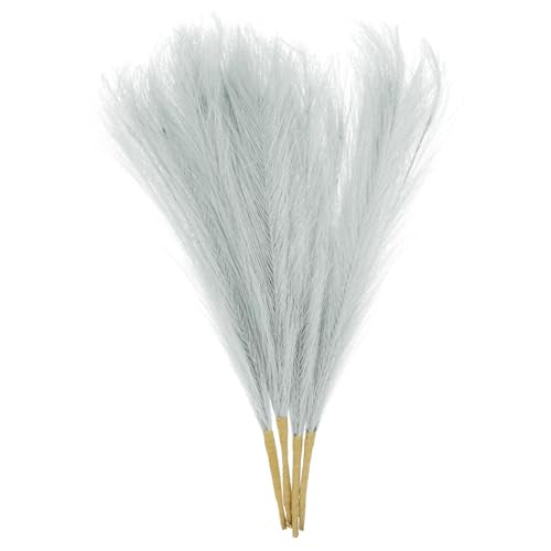 uxcell 4pcs Faux Pampas Grass 17 Inch 6 Stem Artificial Fake Dried Pampas Grass Decor for Floor Vase Filler, Wedding Decoration, Home Decoration, Light Grey - color: Light Grey