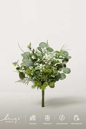 Ling's moment Artificial Greenery Stems Box Set, 44pcs with 7 Kinds of Faux Greenery Picks for DIY Bridal Bouquets Wedding Floral Arrangement Table Centerpieces, Olive Green - color: Grn-olive Green