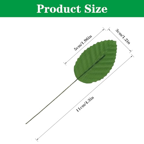 Yolev 200 Pcs Dark Green, Green & Silver Artificial Leaves for Crafts, Silk Fake Leaves, Bulk Faux Wired Single Leaf Wire Plastic Artificial Flowers, Silk Eaves for DIY Wreaths, Wedding, Christmas - color: Dark Green