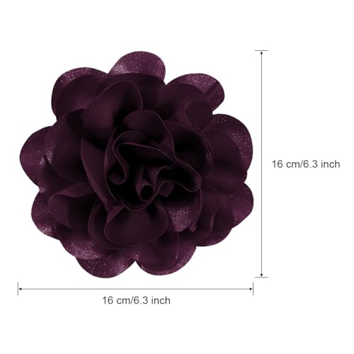 Large Rose Flower Brooches and Pins for Women | Rose Flower Hair Clips for Women, Lapel Pins for Women | Brooch for Women Dresses | Hat Pins for Women, Flower Hair, Pin for Clothes, Grape 6.3 Inches - color: Grape