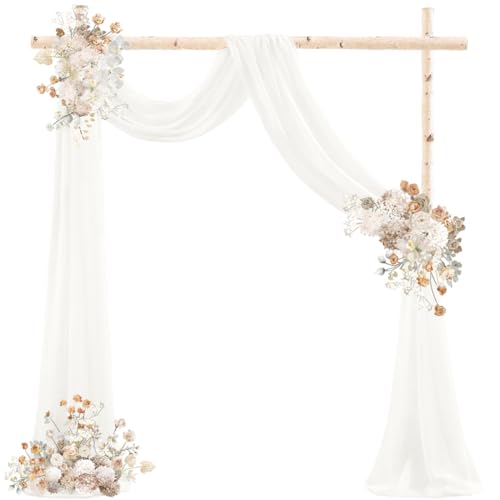 DeZerlor Wedding Arch Draping Fabric 29" x 20 FT Drapes for Backdrop Sheer Curtains for Romantic Bridal Baby Shower Decorations Ceremony Birthday Party Outdoor Events, Ivory - color: Ivory