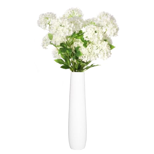 White Hydrangea Artificial Flowers, 5Pcs 26.8" Faux Hydrangea Bouquet with 4 Head, Silk Fake Flowers with Stems for Vase, Wedding Bouquet, Home Decor, DIY, Baby Shower, Centerpieces Tables Decoration - color: White
