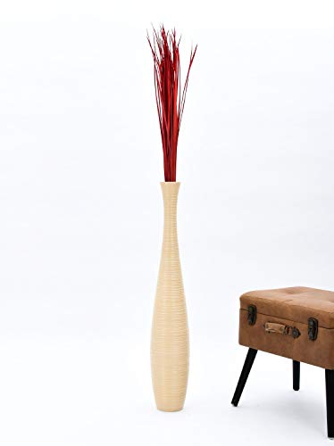 Leewadee Tall Vase Filler , Natural Grass Stems – 2 Bunches of Colored Branches for Vases, Carefully Dried Twigs for Home and Bar Decoration, 45 inches, Red - color: Red, style: Dried Grass