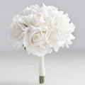 8 Inch Bridesmaid Bouquet, Morandi Ivory Cream White Real Touch Rose Wedding Flowers, Artificial Floral Arrangement for Bridesmaids, Bridal Shower, Toss Bouquet and Wedding Prom - size: 8 Inch