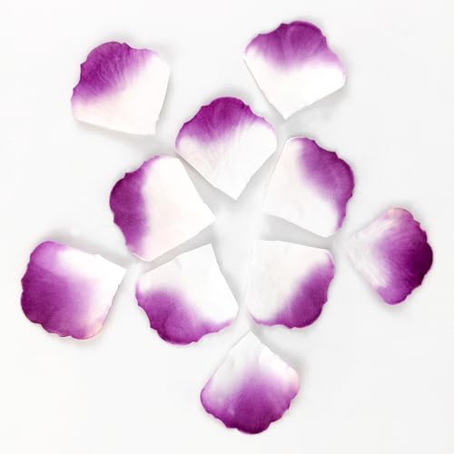 JHFGJGH 500 Pcs Exquisite Purple&White Rose Petals, Emulation Silk Rose Petals, Artificial Flower Petals for Romantic Nights, Weddings, Events, and Valentine's Day Deco (Purple&White) - color: Purple&white