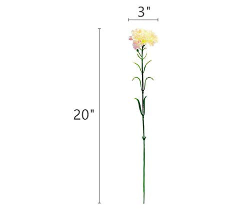10 Bunches Bouquet of White Artificial Silk Flower Carnations,Single Flower Head 20 Inch Bouquet and Green Leaf for Party,Home Decor Bridal Wedding Holding Flowers Decoration - color: White