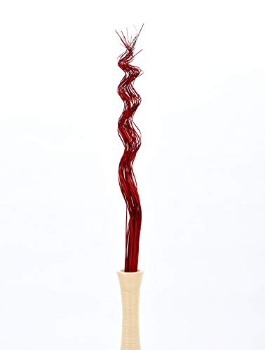 Leewadee Tall Vase Filler, Wavy Palm Leaves – 2 Bunches of Colored Curly Twigs for Floor Vases, Dried Arrangements for for Vintage Or Modern House Decor, 39 inches, Red - color: Red, style: Branches