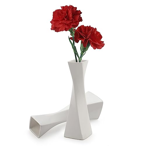 White Vases for Decor Ceramic Vases for Home Decor Accent, Farmhouse Vase Sets for Decor, Rustic Ceramic Vase Set, White Vase Decorative Vases, Home Decor Vases (Ceramic, 2 Pack（White）) - color: 2 Pack（white）