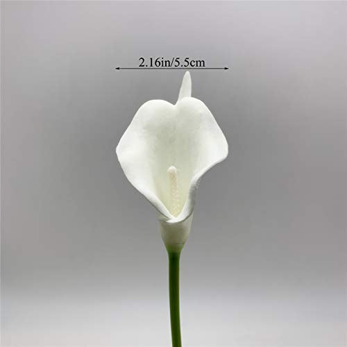 Crafjie 22pcs 13.4 Inch Pure White Lataex Real Touch Artificial Calla Lily Flowers, for Home Decor for Spring Flowers, Home Kitchen, Wedding Decorations, and centerpieces. - color: Pure White