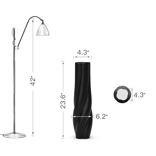 Modern Black Floor Vase, 24 Inch Tall Resin Home Decor Vases, Large Sturdy Vase for Living Room, Office, Bedroom Decor with 5" Opening for Dried Pampas Grass, Branches & Feathers - color: Black