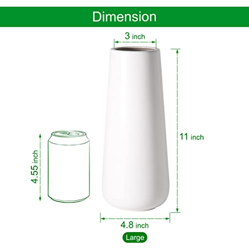 D'vine Dev 11 Inch Ceramic Flower Vase Matte Finishing, Minimalist Design for Home Décor, Bedroom, Living Room, Centerpieces, Office, White, VS-XH-D-2 - color: White, size: 11 Inch