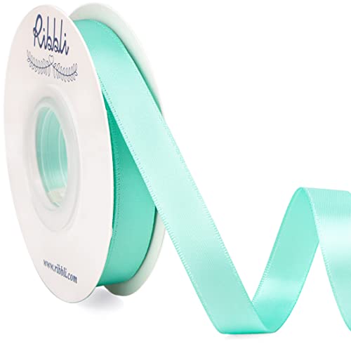 Ribbli Aqua Blue Double Faced Satin Ribbon,1/2” x Continuous 25 Yards,Use for Bows Bouquet,Gift Wrapping,Wedding Decorating - color: Blue Aqua, size: 1/2 inch