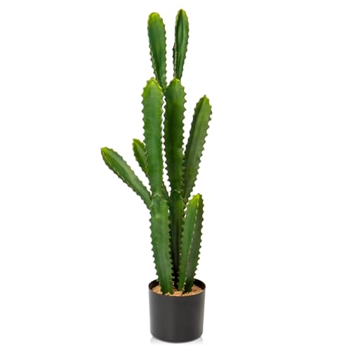 DILATATA 32.5" Tall Fake Cactus Plant Potted 'Euphorbia Accruensis' - Large Artificial Cactus for Home, Garden, Office Decor - Housewarming Gifts - color: Euphorbia Accruensis
