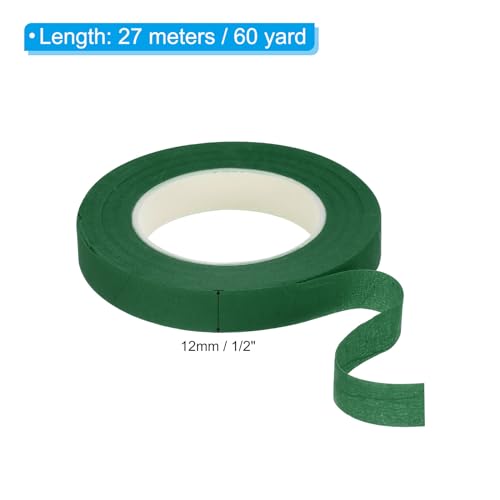 PATIKIL Floral Tape 1/2" x 30 Yard, 3 Pack Flower Wrap Adhesive Tape for Bouquet Stem Wrapping, Dark Green - color: Dark Black